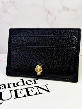 Alexander McQueen Black Leather Crystal Skull CardHolder